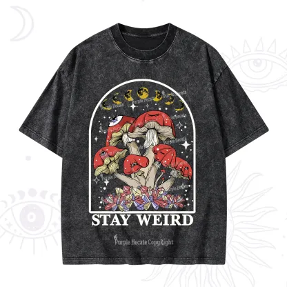 Purplehecate Stay Weird Mushroom Washed T-Shirt