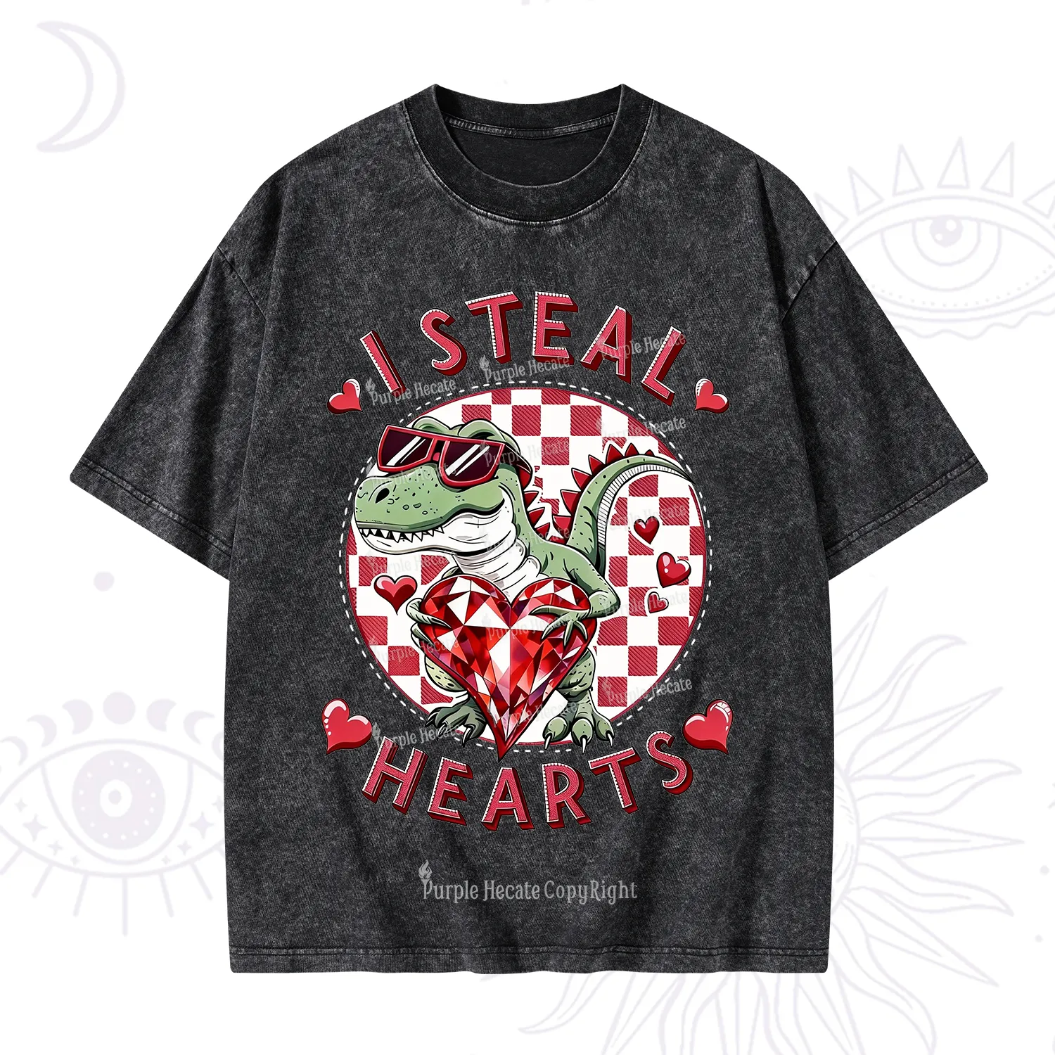 Purplehecate I Steal Hearts Valentine Washed T-Shirt