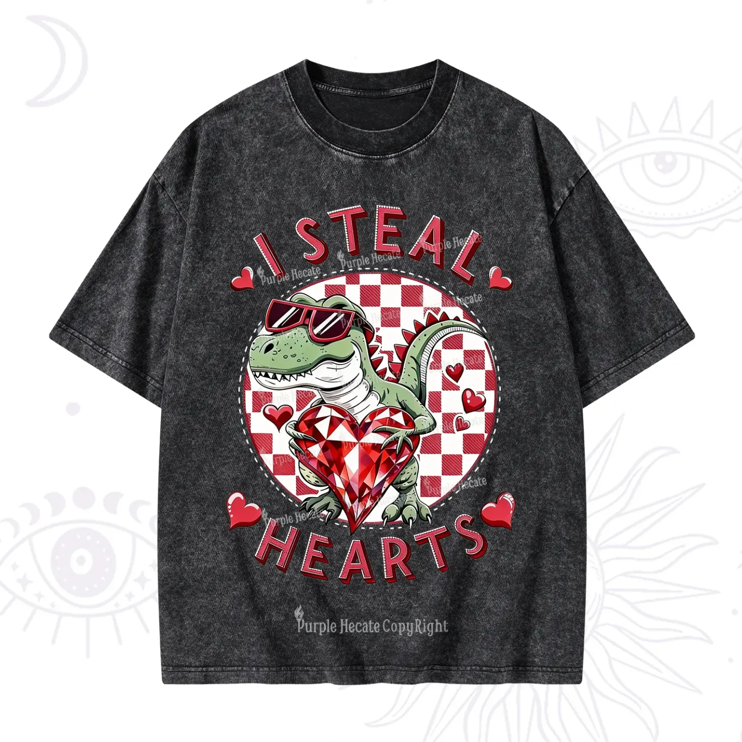 Purplehecate I Steal Hearts Valentine Washed T-Shirt