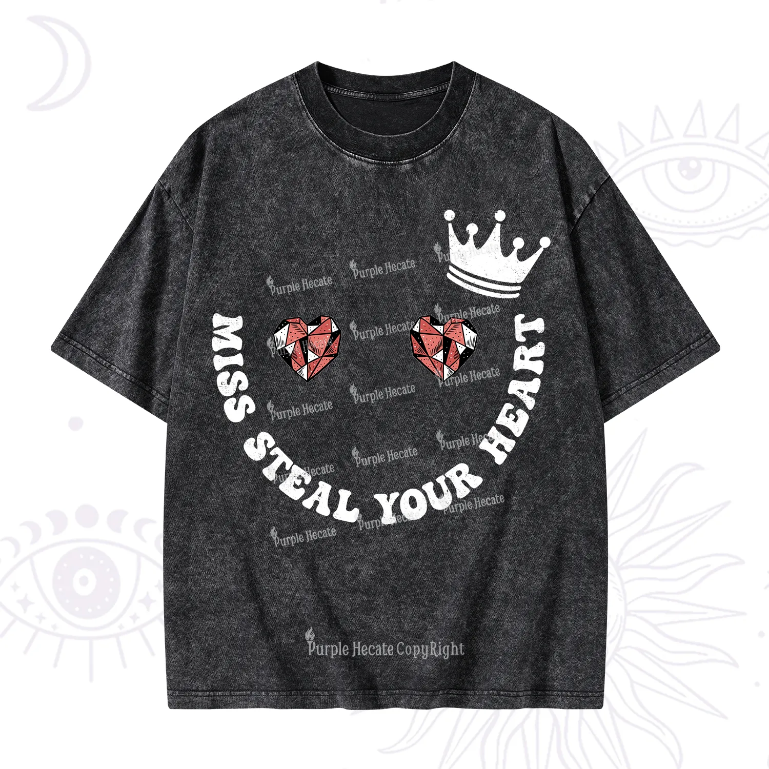 Purplehecate Miss Steal Your Heart Valentine Washed T-Shirt