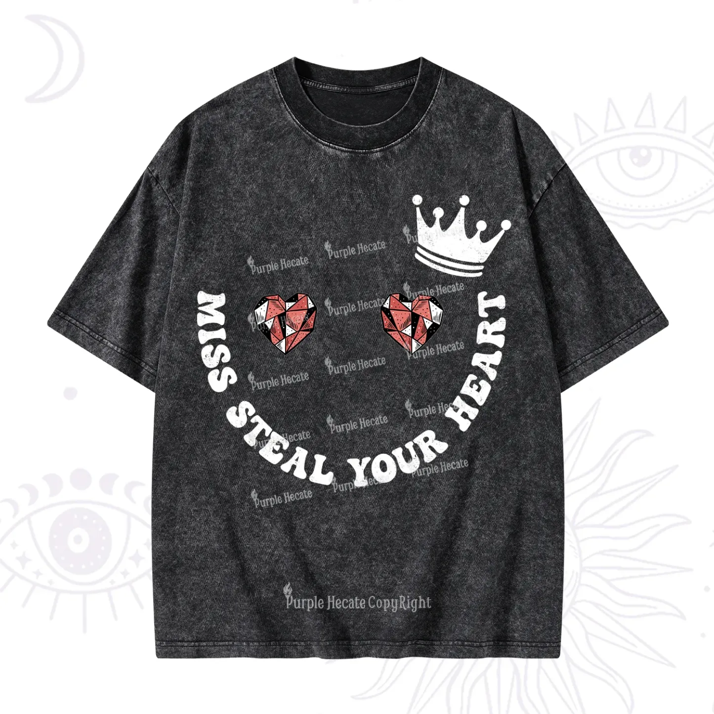 Purplehecate Miss Steal Your Heart Valentine Washed T-Shirt