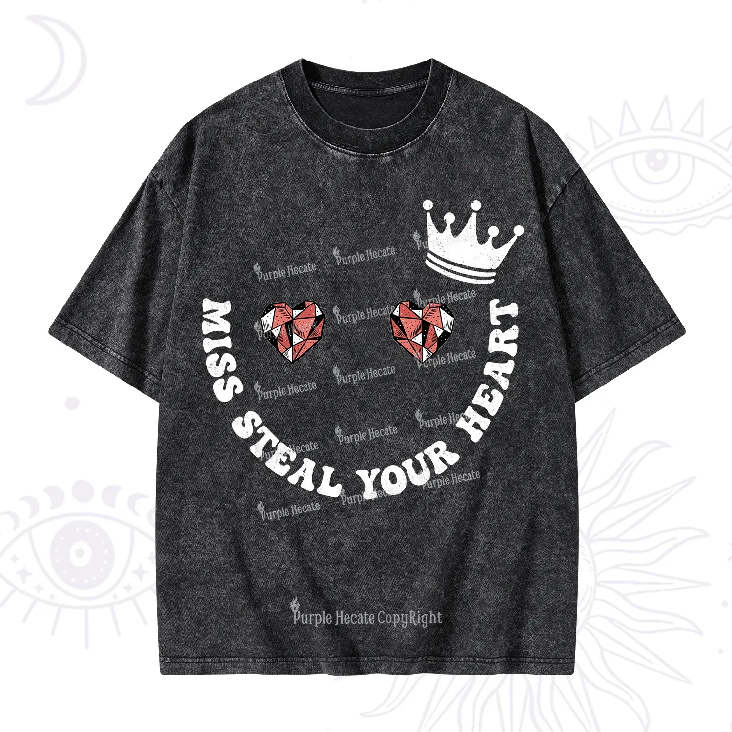 Purplehecate Miss Steal Your Heart Valentine Washed T-Shirt