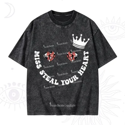 Purplehecate Miss Steal Your Heart Valentine Washed T-Shirt
