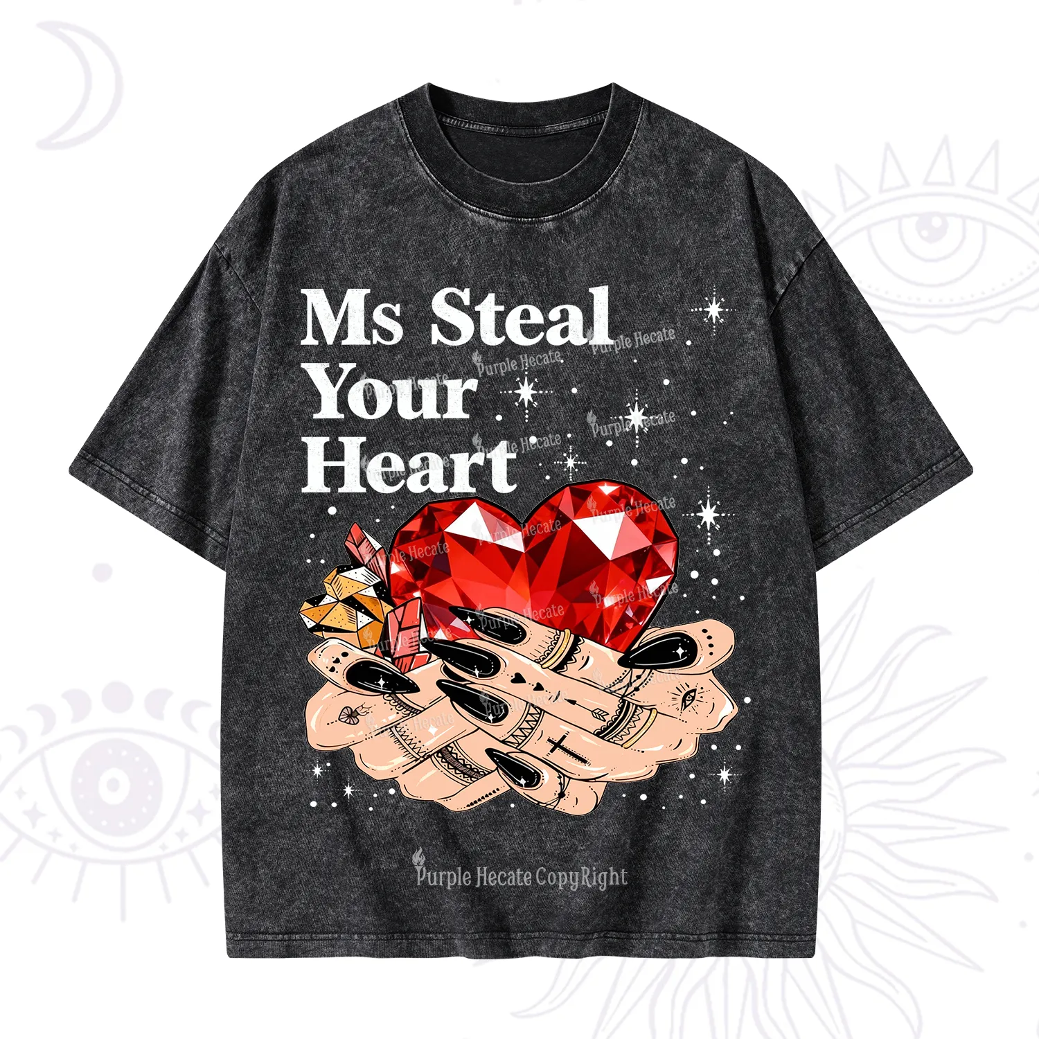 Purplehecate Ms Steal Your Heart Valentine Washed T-Shirt