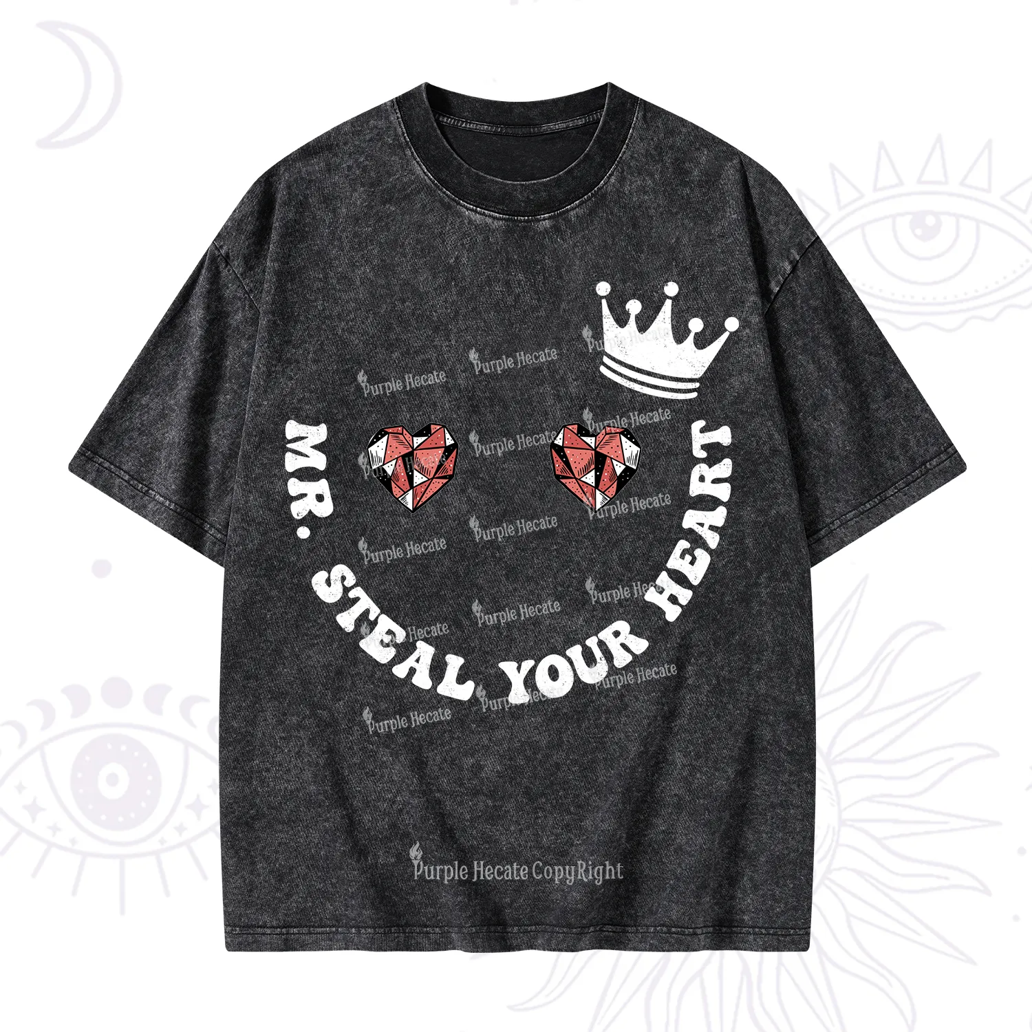 Purplehecate Mr Steal Your Heart Valentine Washed T-Shirt
