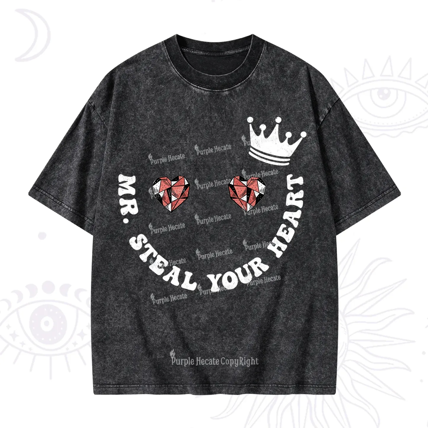 Purplehecate Mr Steal Your Heart Valentine Washed T-Shirt