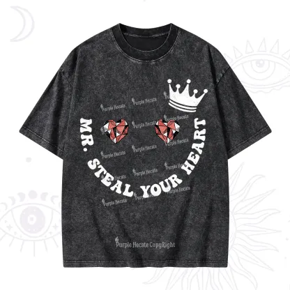 Purplehecate Mr Steal Your Heart Valentine Washed T-Shirt