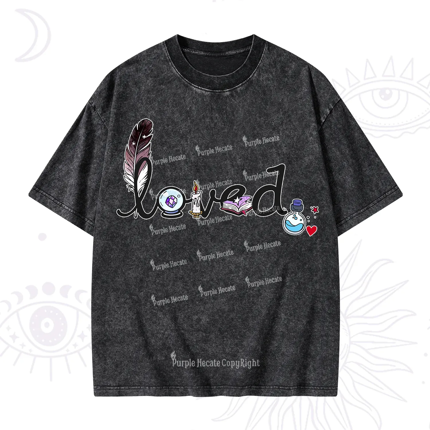 Purplehecate Magical Loved Valentine Washed T-Shirt