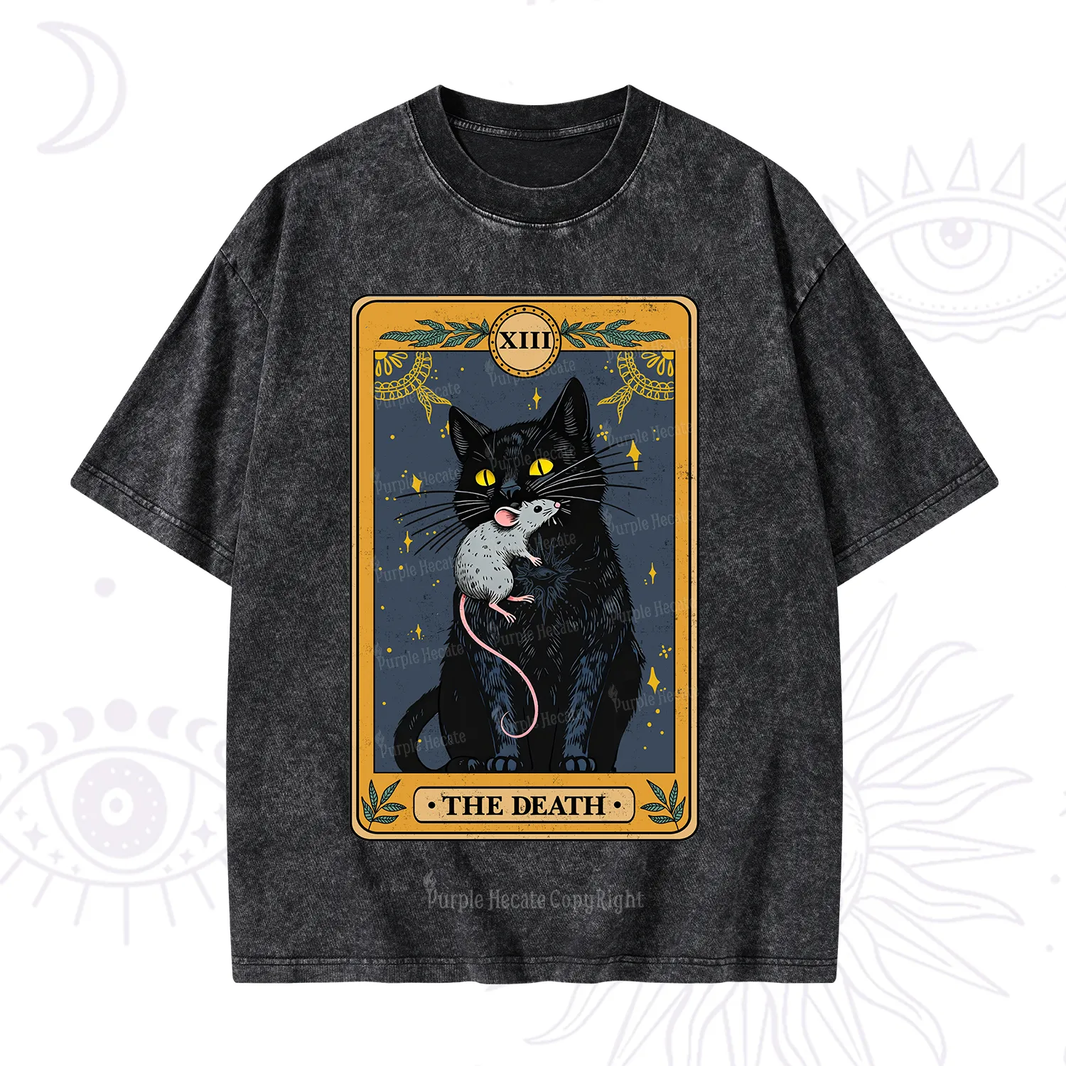 Purplehecate The Death Tarot Cat Washed T-Shirt