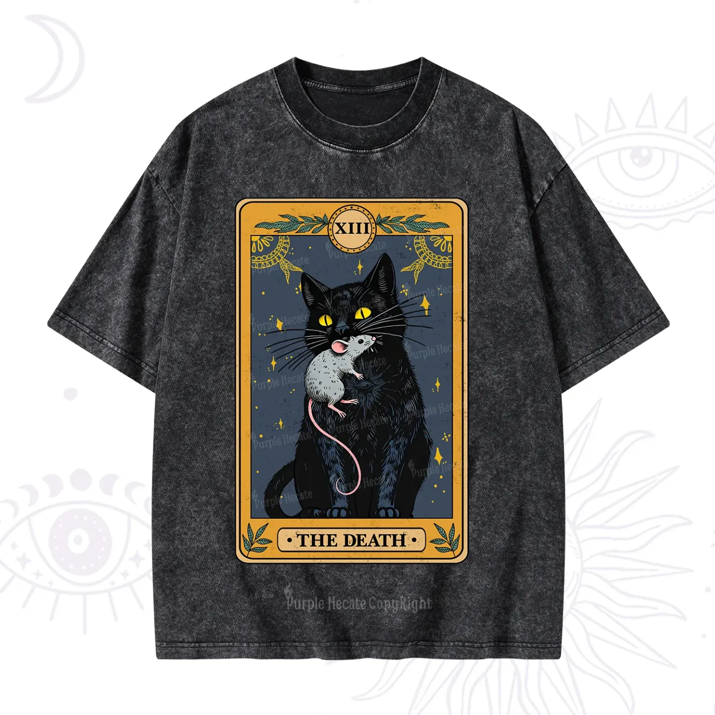 Purplehecate The Death Tarot Cat Washed T-Shirt