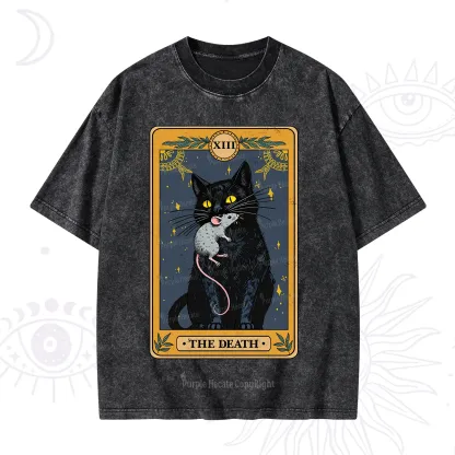 Purplehecate The Death Tarot Cat Washed T-Shirt