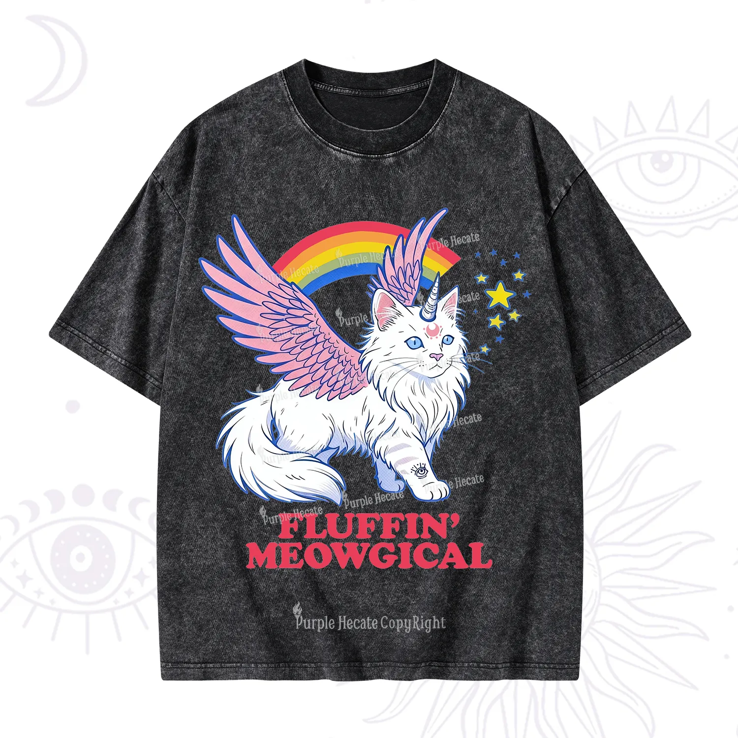 Purplehecate Fluffin Meowgical Washed T-Shirt