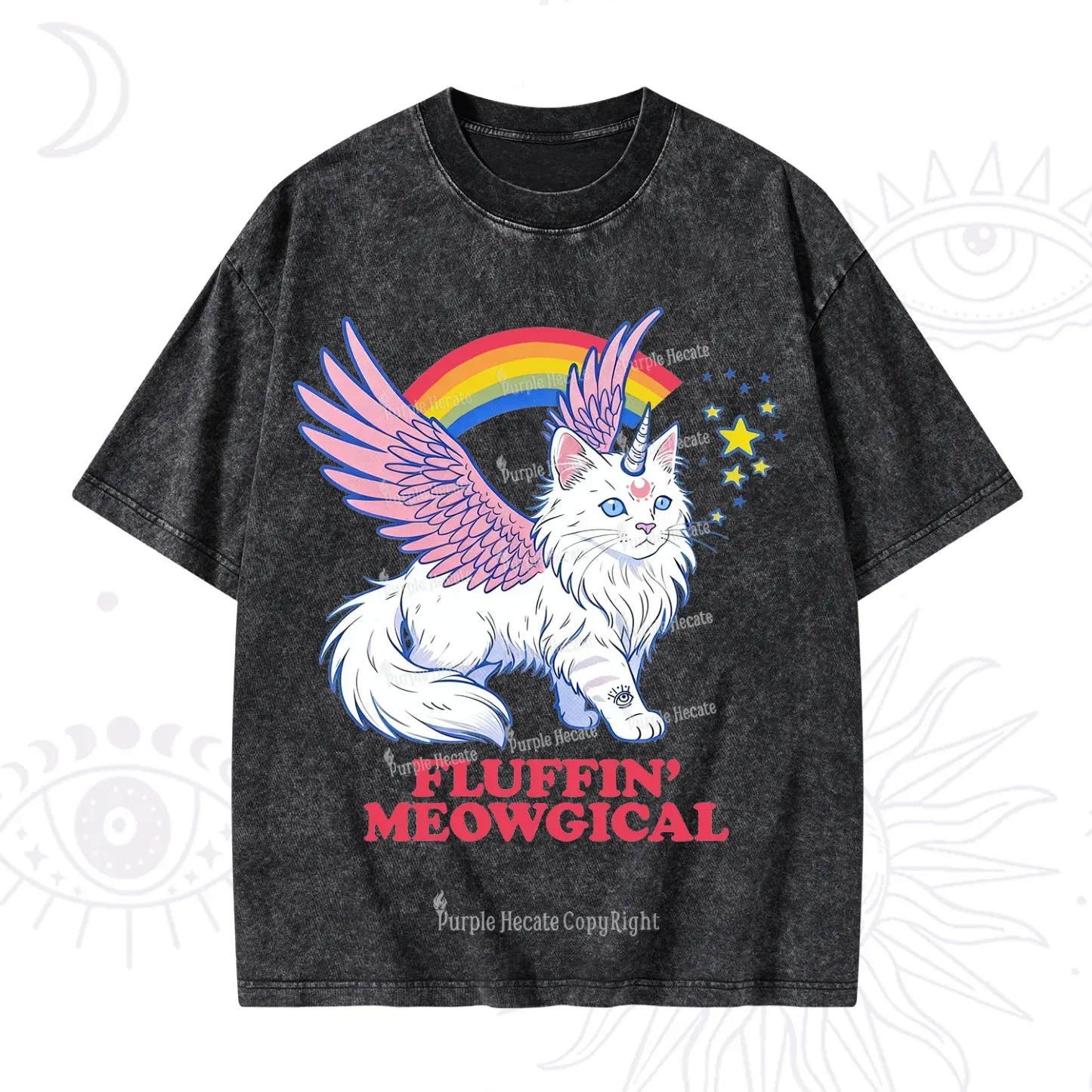 Purplehecate Fluffin Meowgical Washed T-Shirt