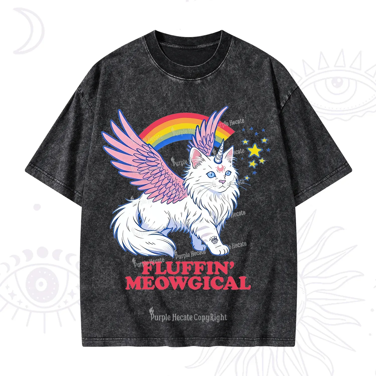 Purplehecate Fluffin Meowgical Washed T-Shirt