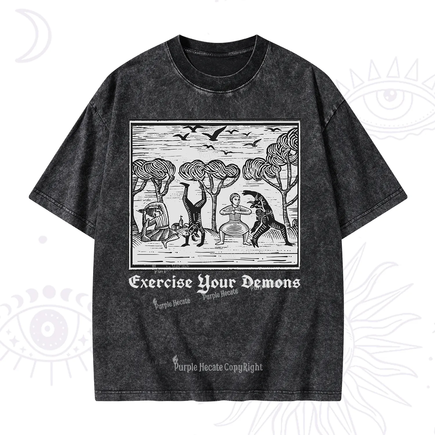 Purplehecate Exercise Your Demons Washed T-Shirt