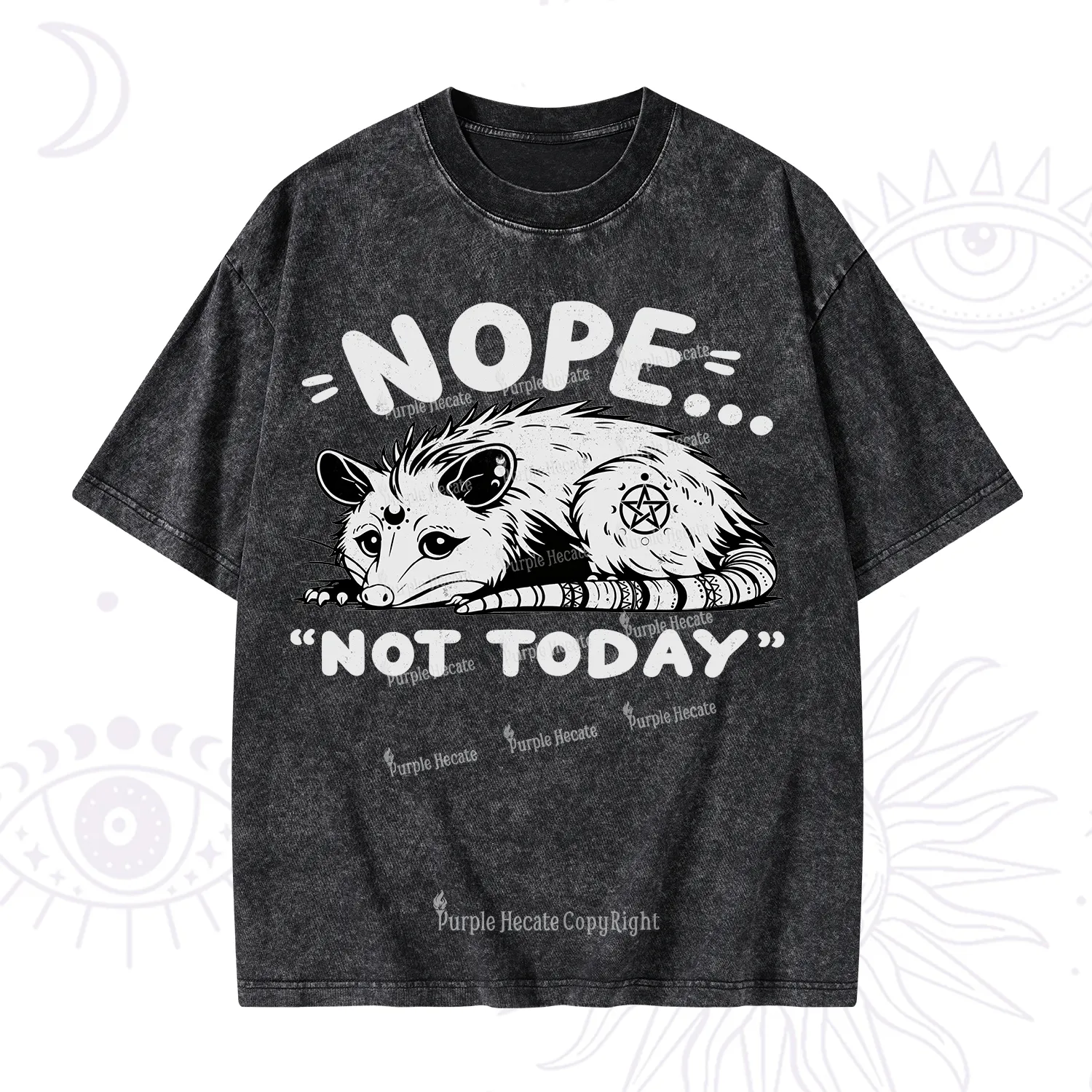 Purplehecate Not Today Possum Washed T-Shirt