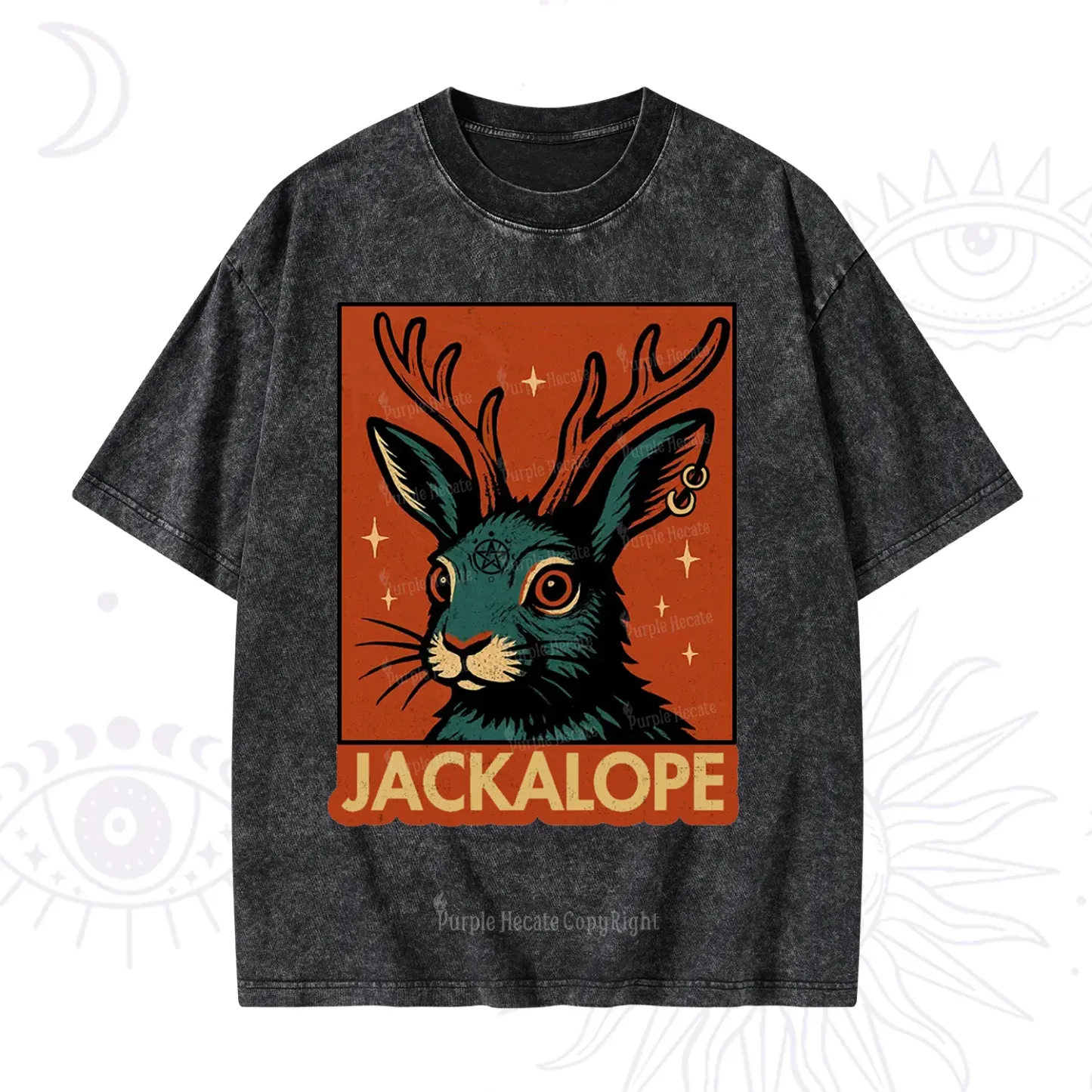 Purplehecate Funny Jackalope Washed T-Shirt