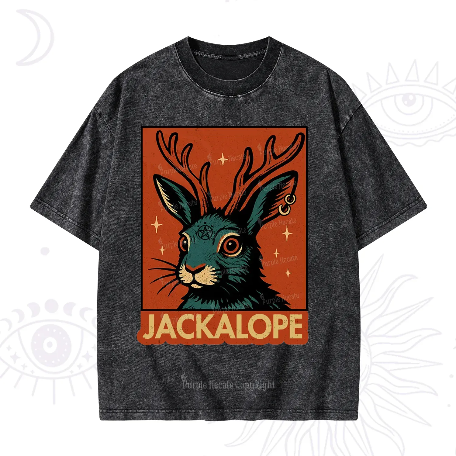 Purplehecate Funny Jackalope Washed T-Shirt