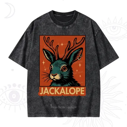 Purplehecate Funny Jackalope Washed T-Shirt