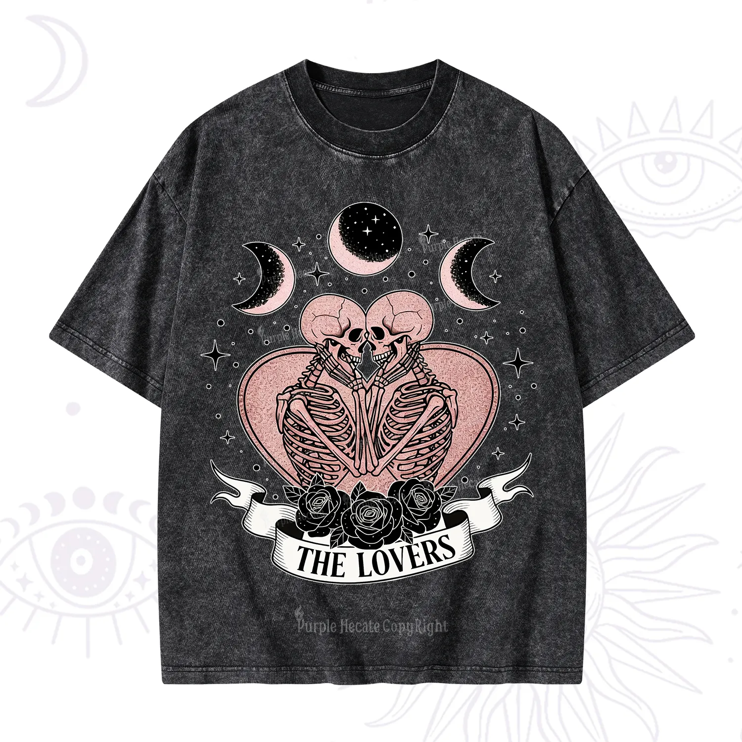 Purplehecate The Lovers of Skeletons Washed T-Shirt