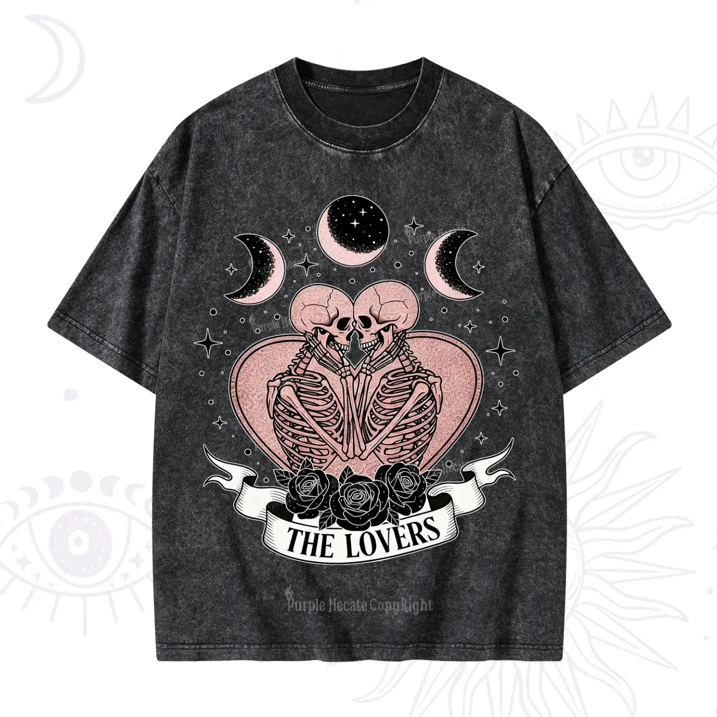 Purplehecate The Lovers of Skeletons Washed T-Shirt