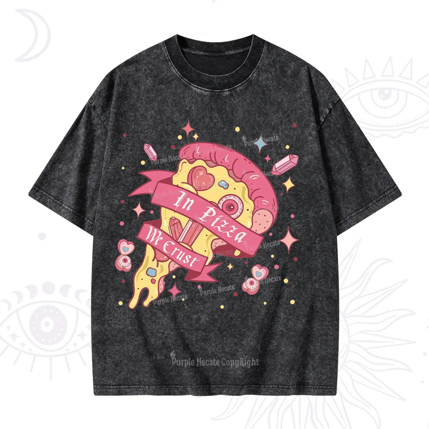 Purplehecate In Pizza We Crust Valentine Washed T-Shirt