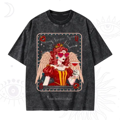 Purplehecate Queen of Hearts Angel Graphic Washed T-Shirt