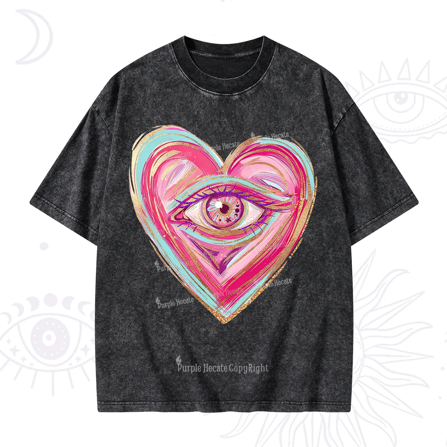 Purplehecate Eyes With Hearth Washed T-Shirt