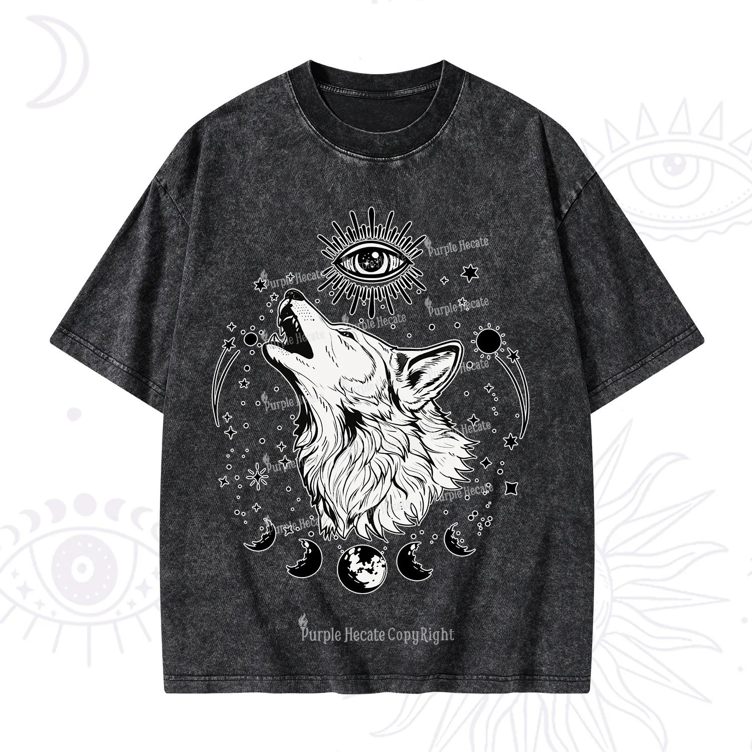 Purplehecate Howling Wolf Washed T-Shirt