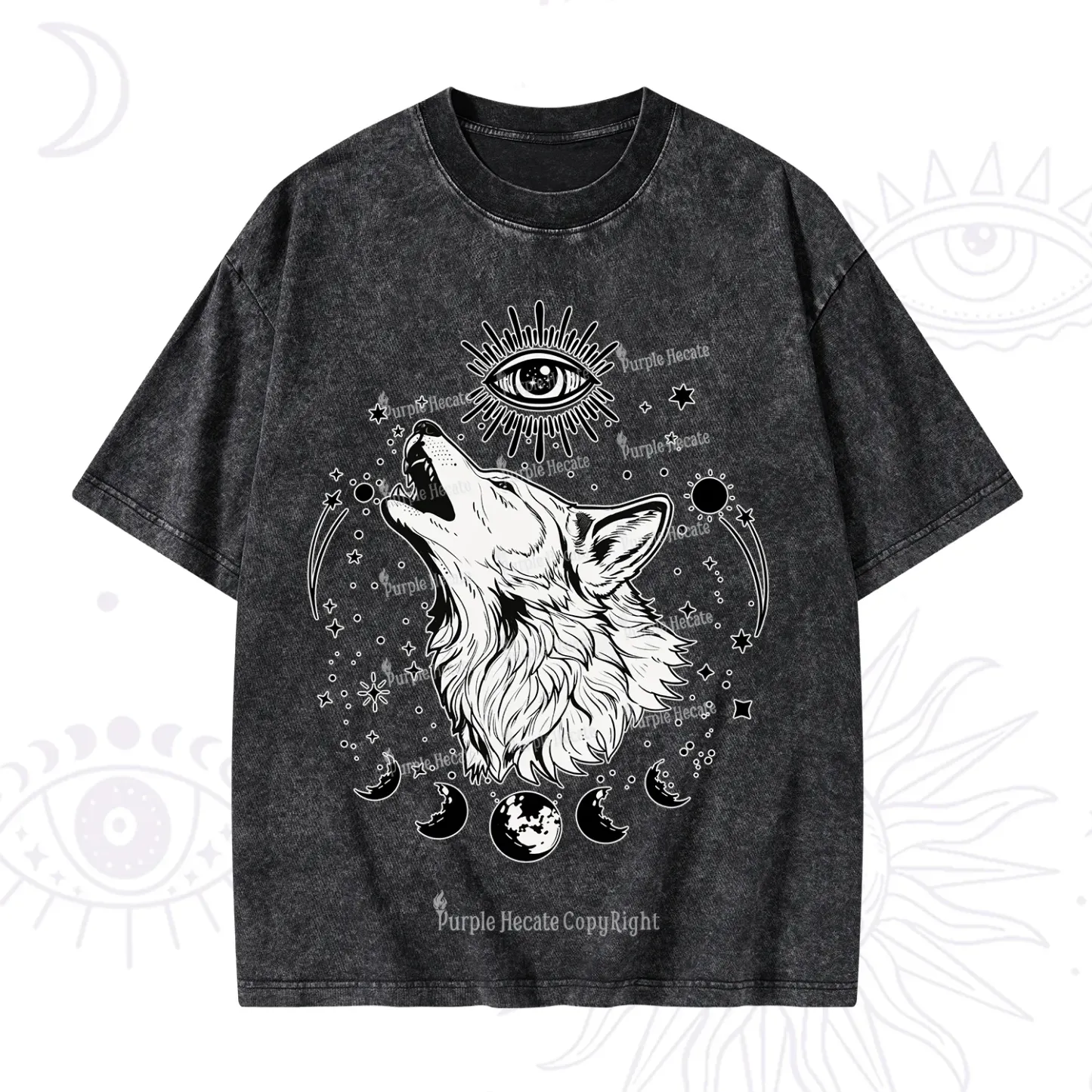 Purplehecate Howling Wolf Washed T-Shirt