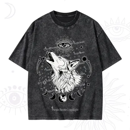 Purplehecate Howling Wolf Washed T-Shirt