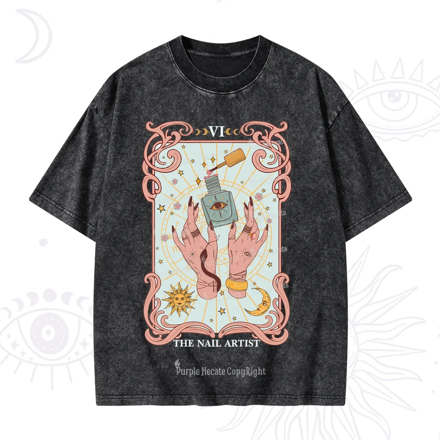 Purplehecate The Nail Artist Tarot Washed T-Shirt