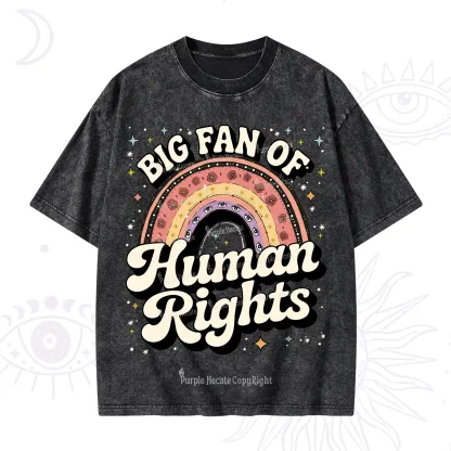 Purplehecate Big Fan Of Human Rights Rainbow Washed T-Shirt