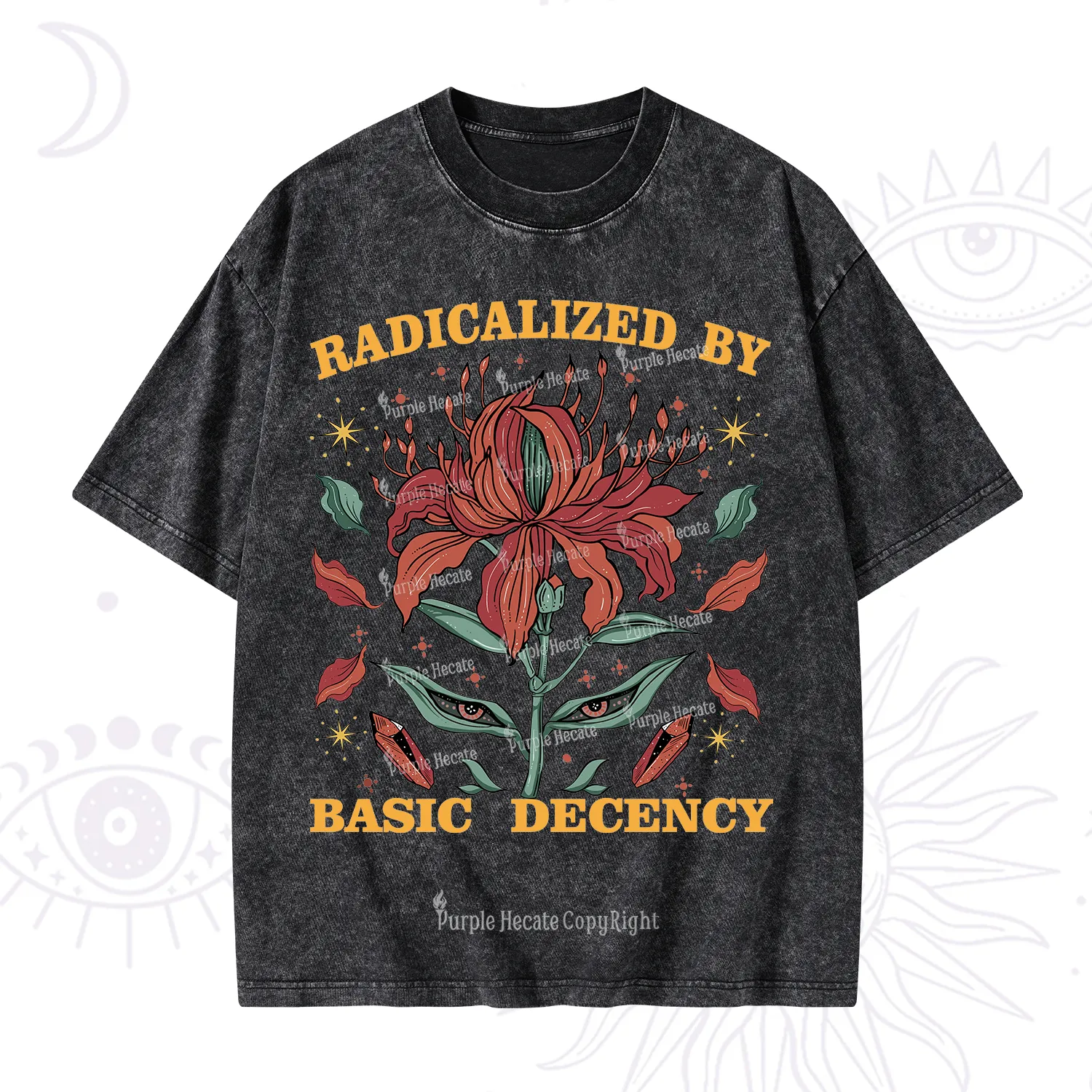 Purplehecate Radicalized By Basic Decency Washed T-Shirt
