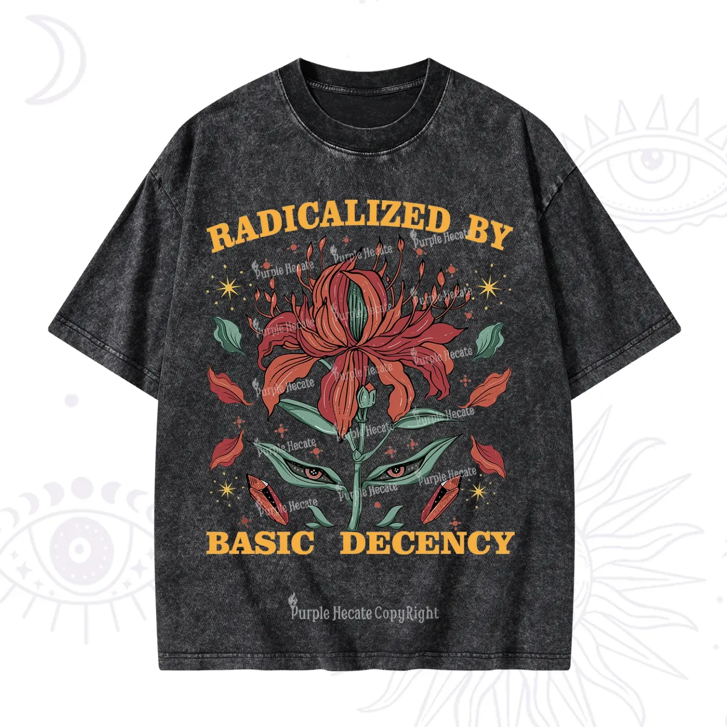 Purplehecate Radicalized By Basic Decency Washed T-Shirt