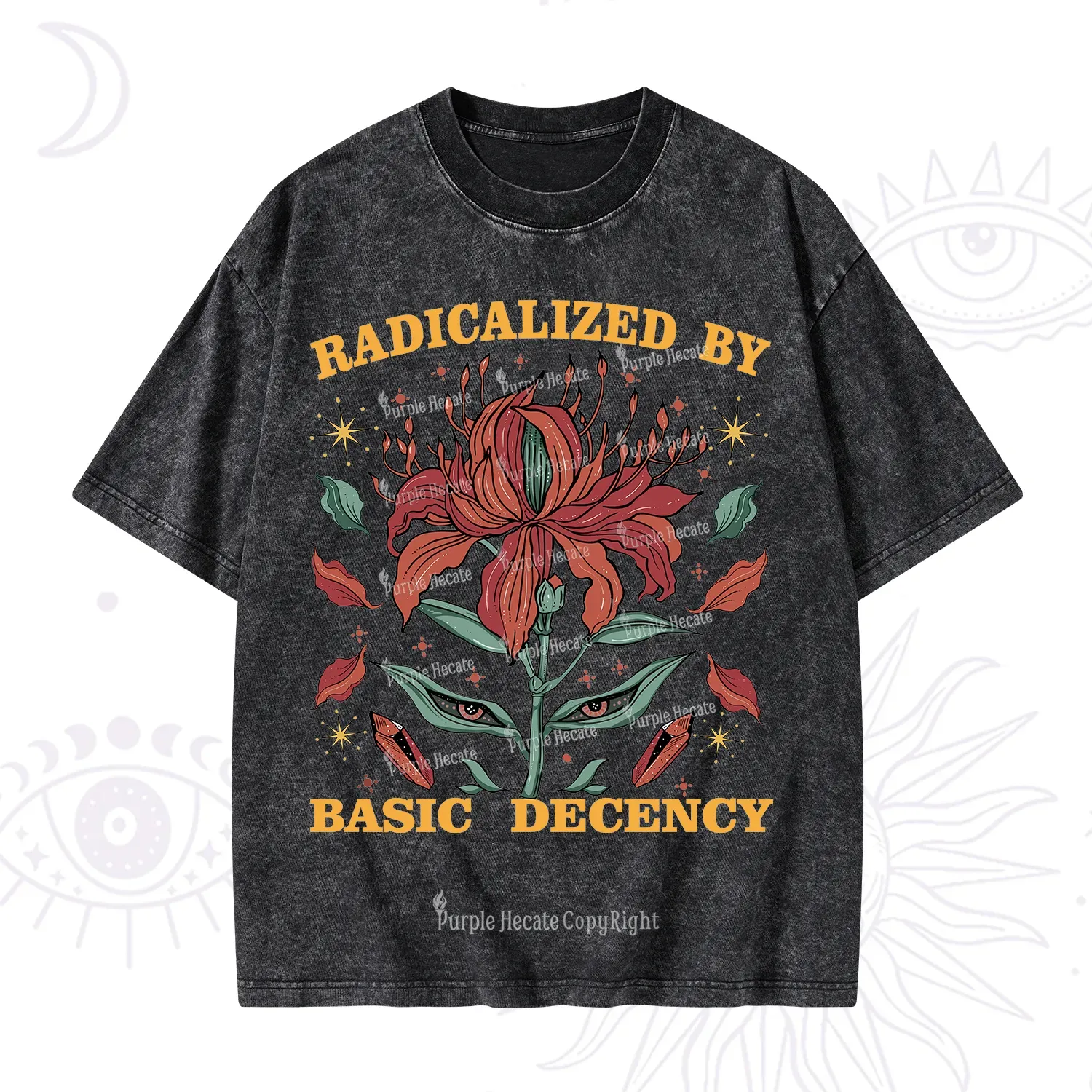 Purplehecate Radicalized By Basic Decency Washed T-Shirt