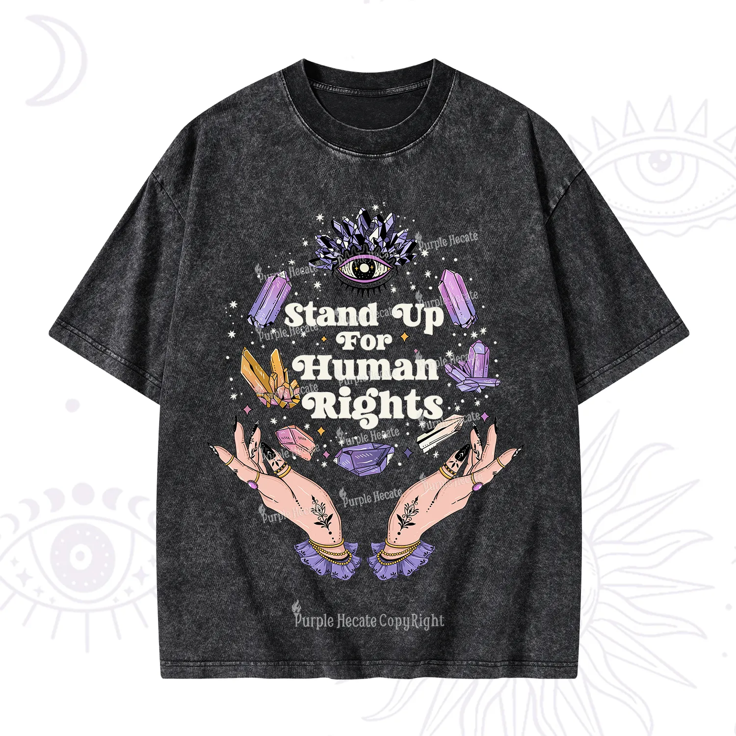 Purplehecate Stand Up For Human Rights Washed T-Shirt