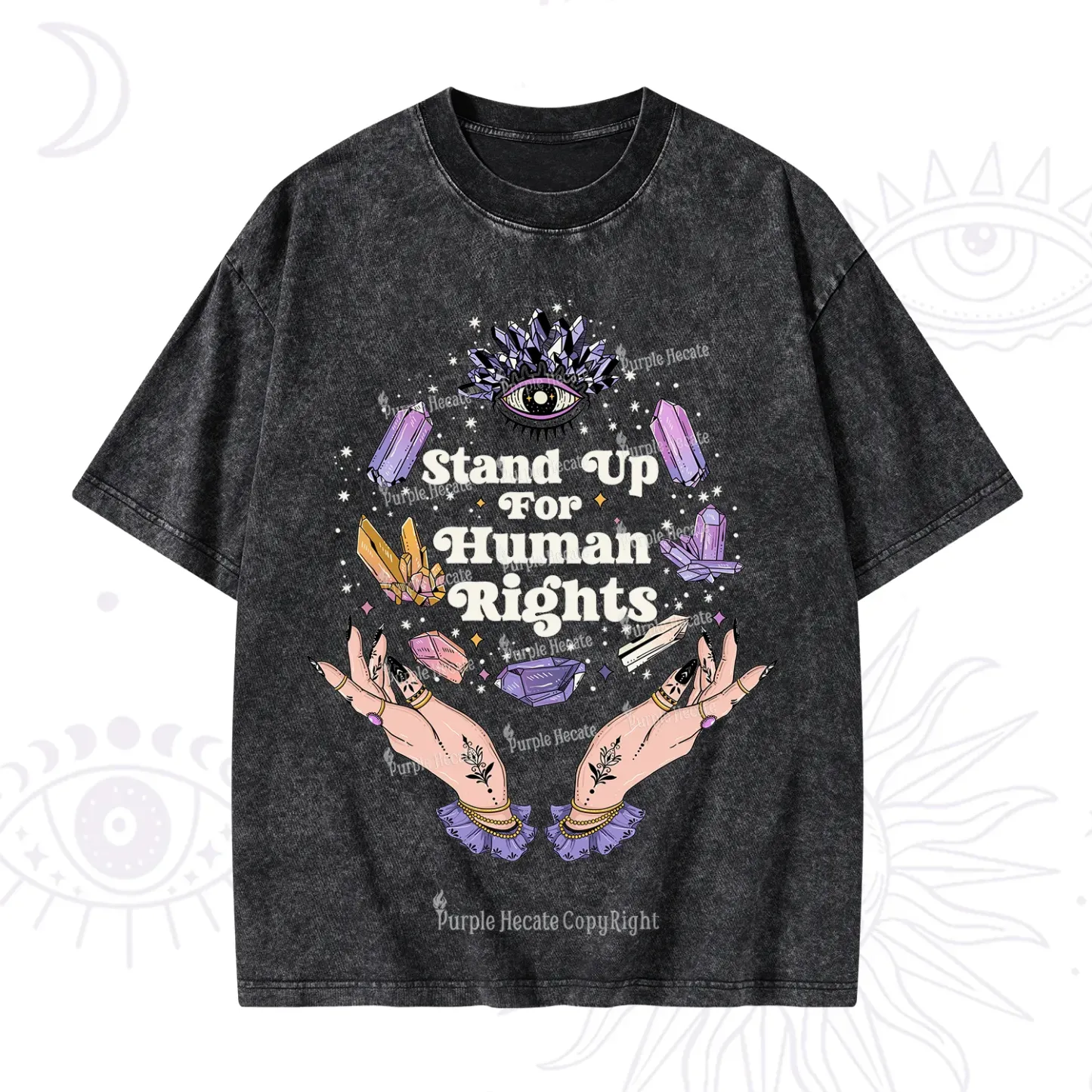 Purplehecate Stand Up For Human Rights Washed T-Shirt