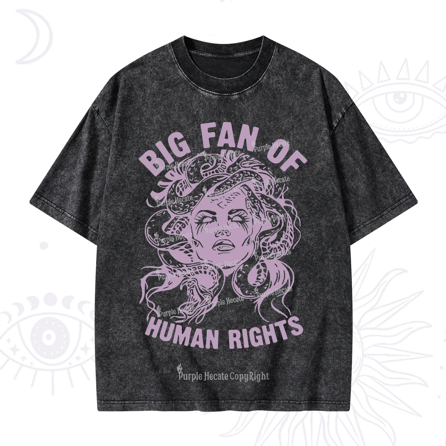 Purplehecate Big Fan of Human Rights Washed T-Shirt