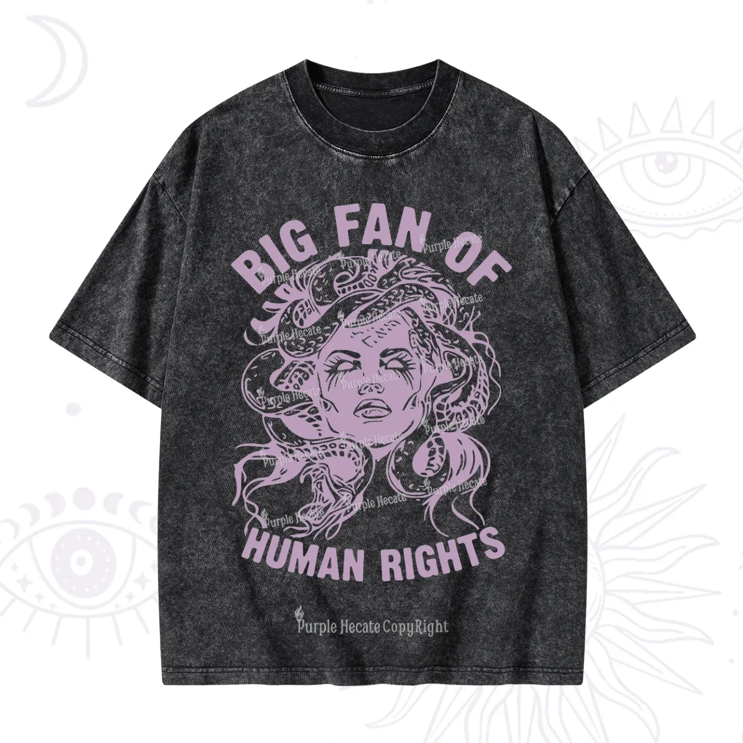 Purplehecate Big Fan of Human Rights Washed T-Shirt