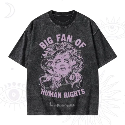 Purplehecate Big Fan of Human Rights Washed T-Shirt