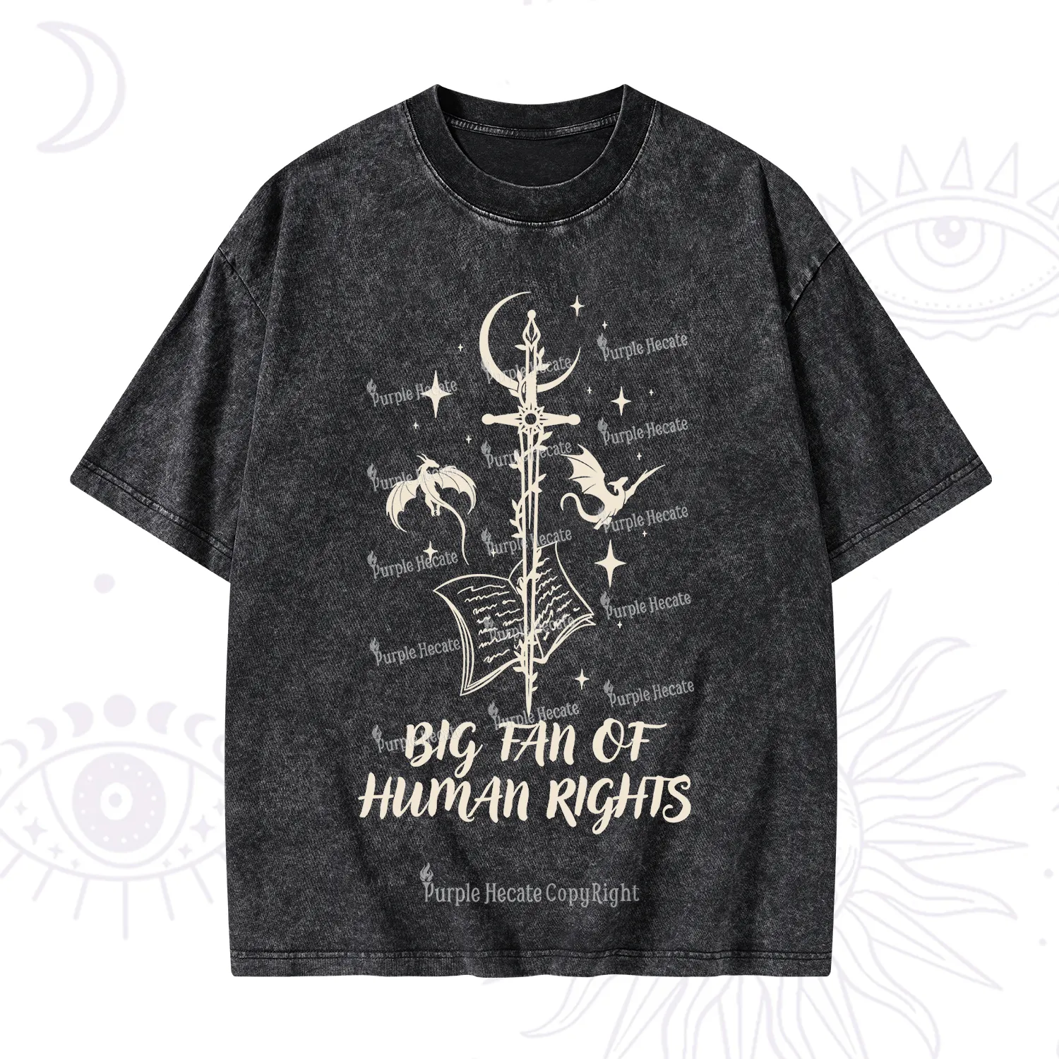 Purplehecate Big Fan Of Human Rights Washed T-Shirt