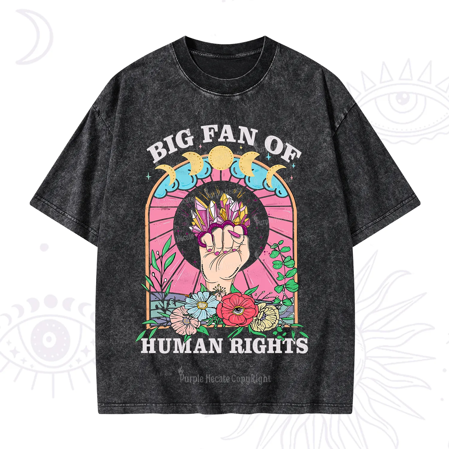Purplehecate Big Fan of Human Rights Washed T-Shirt