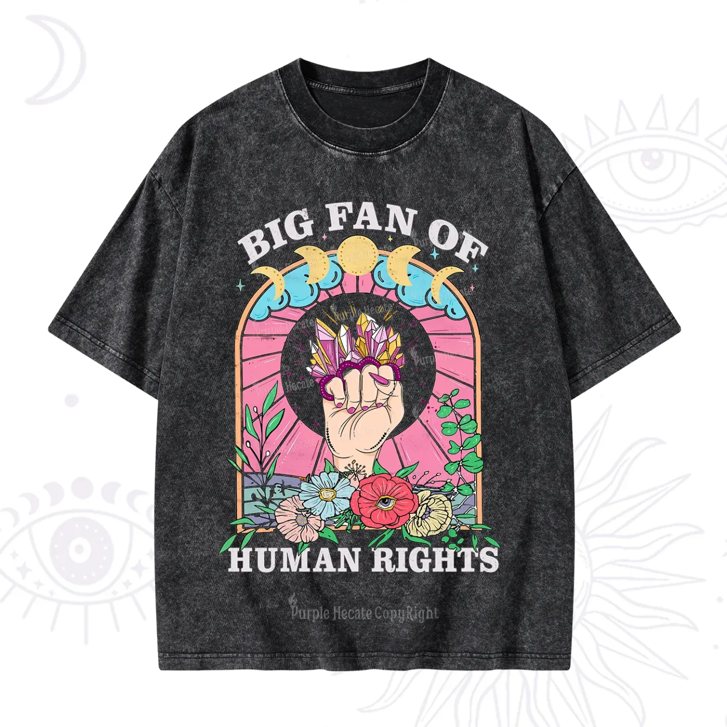 Purplehecate Big Fan of Human Rights Washed T-Shirt