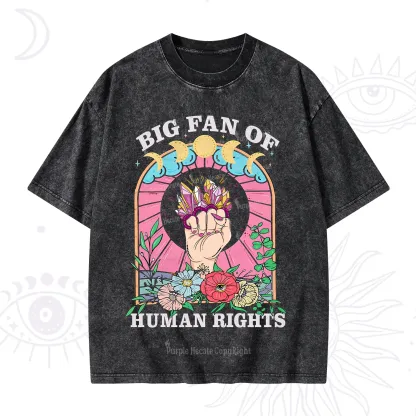 Purplehecate Big Fan of Human Rights Washed T-Shirt