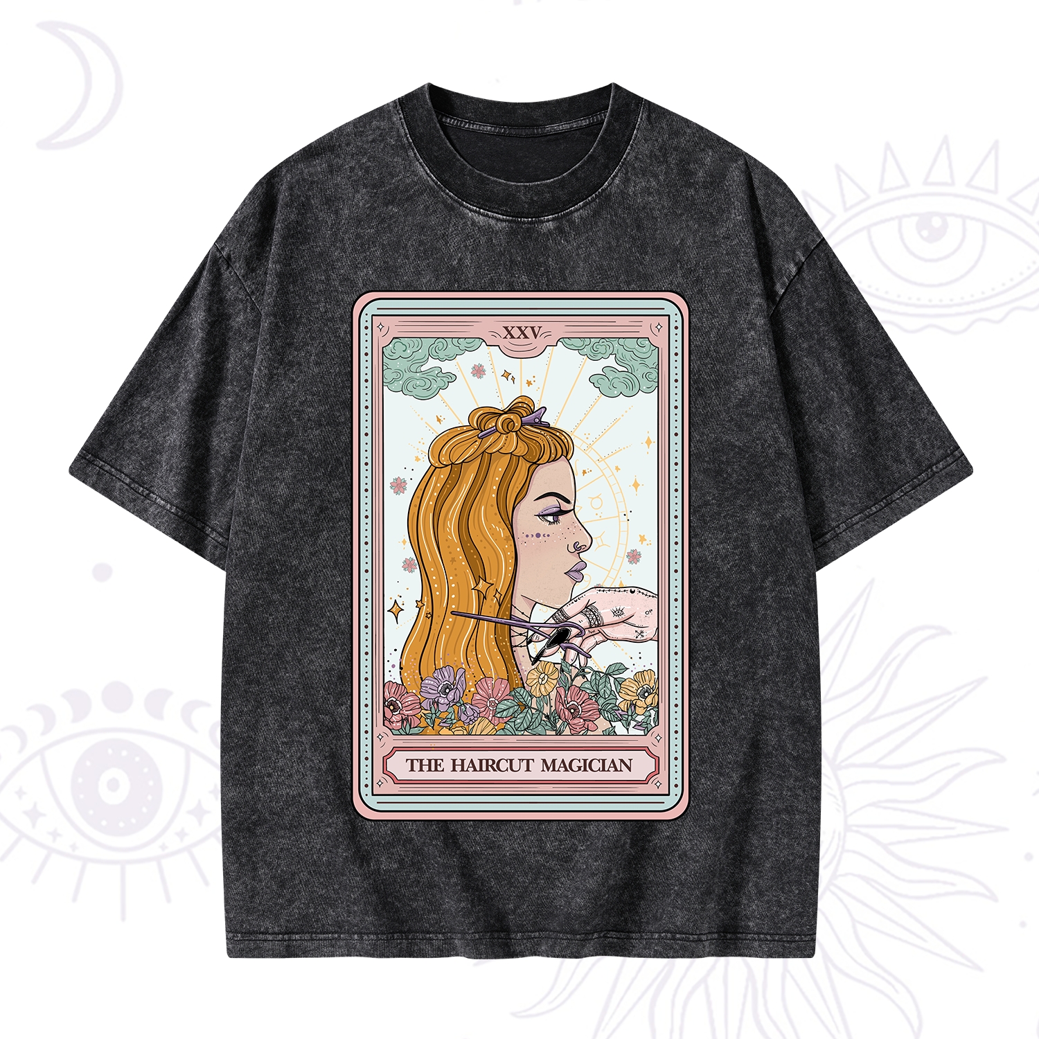 Purplehecate The Haircut Magician Tarot Washed T-Shirt