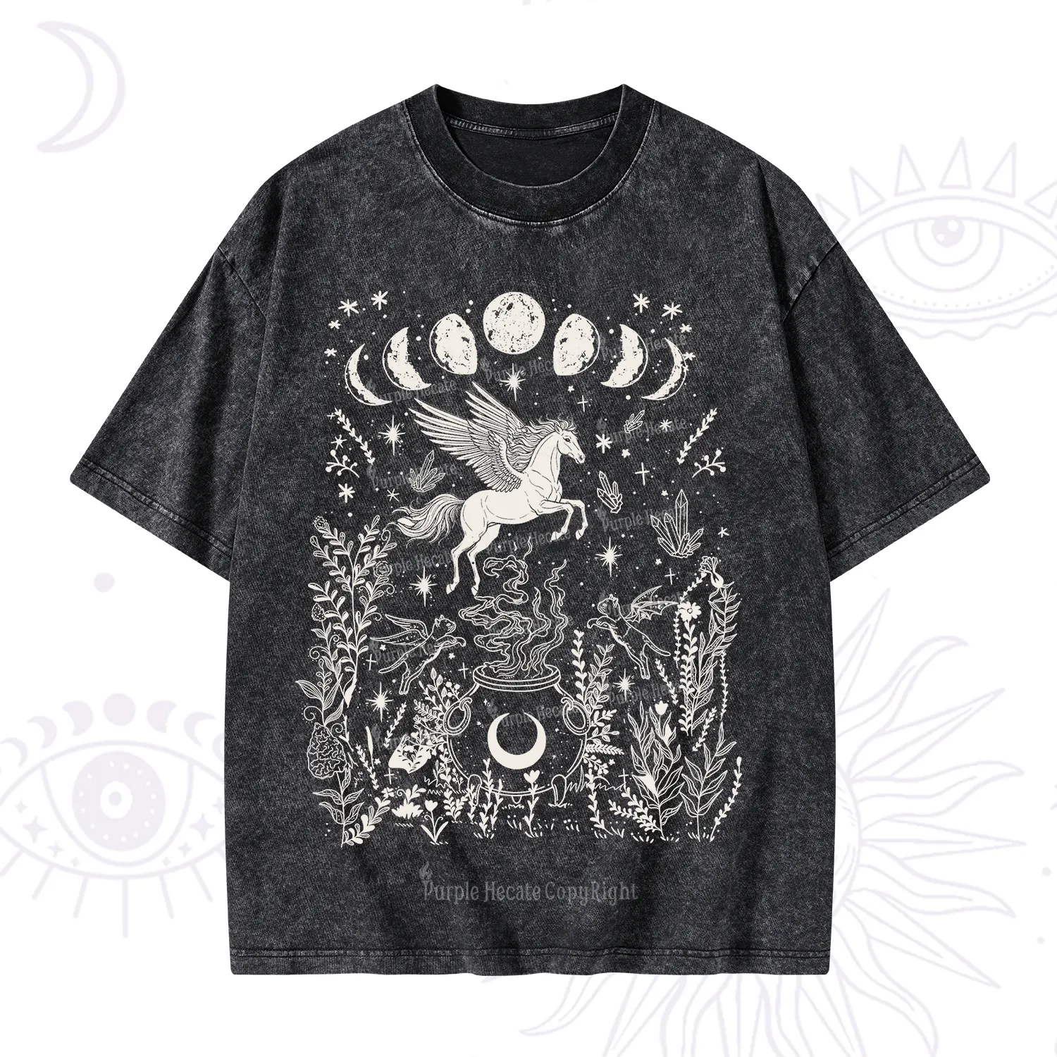 Purplehecate Celestial Pegasus Washed T-Shirt