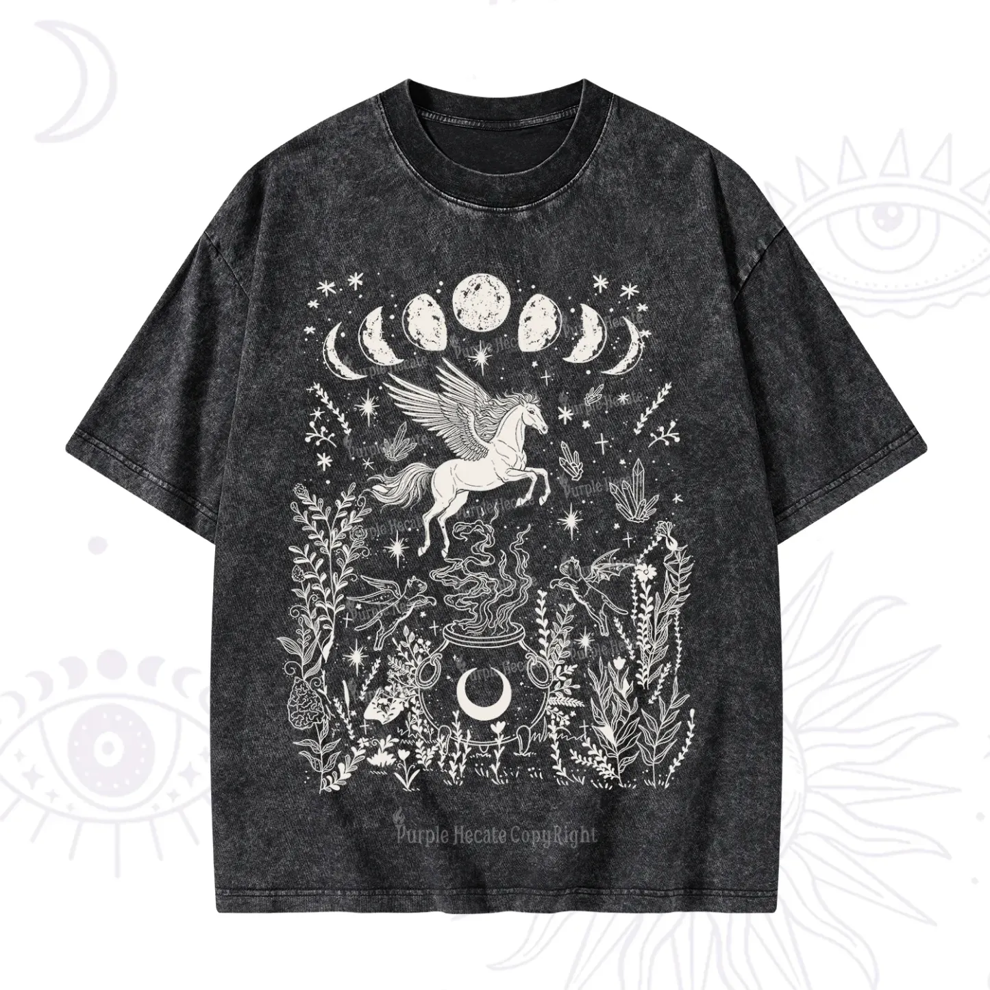 Purplehecate Celestial Pegasus Washed T-Shirt