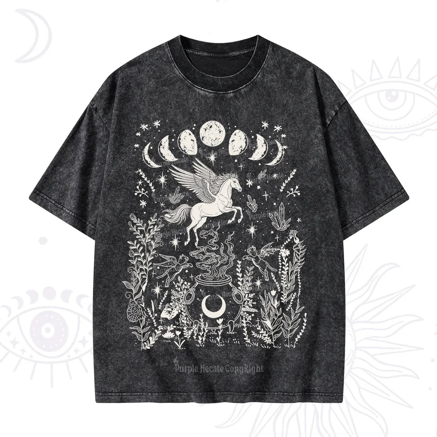 Purplehecate Celestial Pegasus Washed T-Shirt
