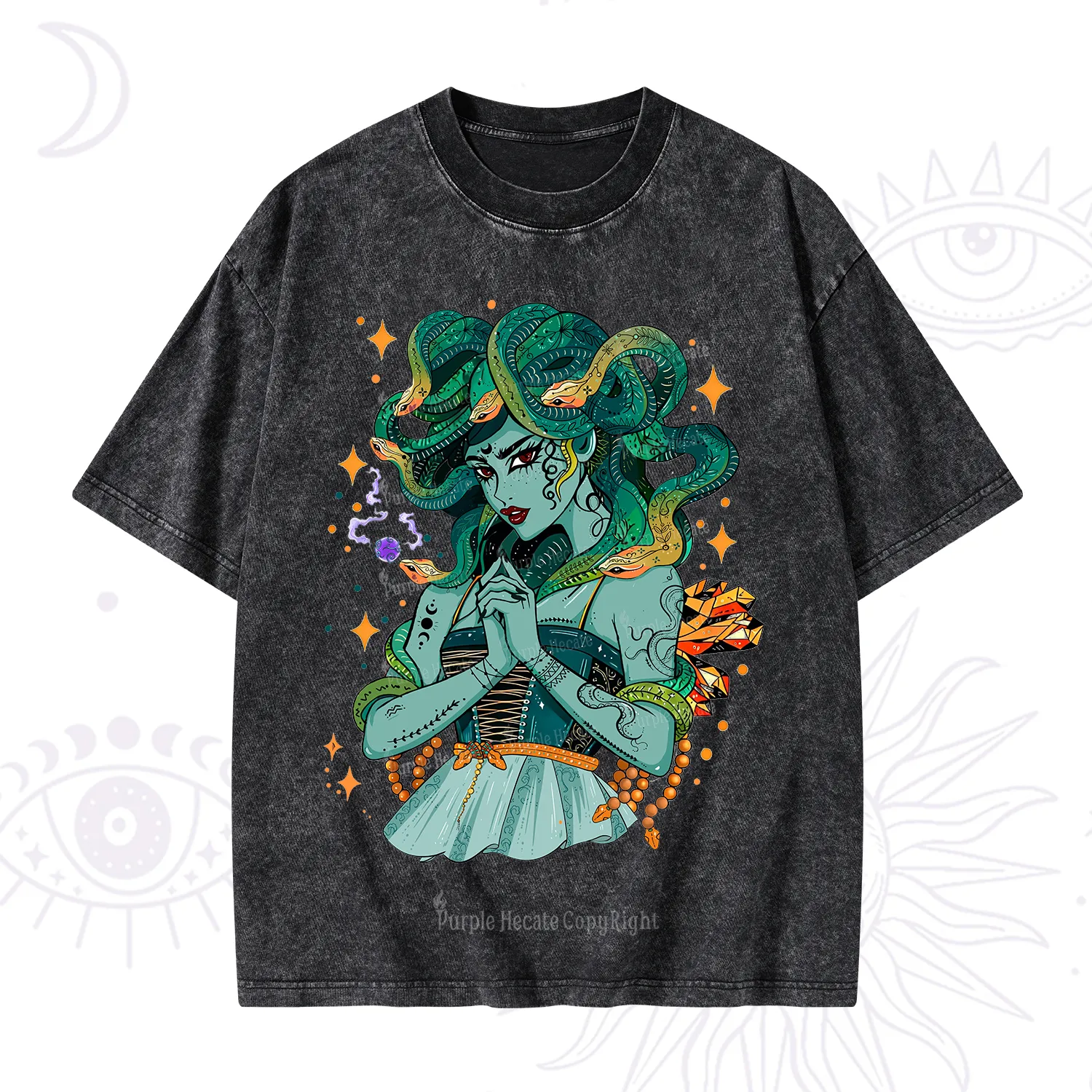 Purplehecate The Gorgon Medusa Washed T-Shirt
